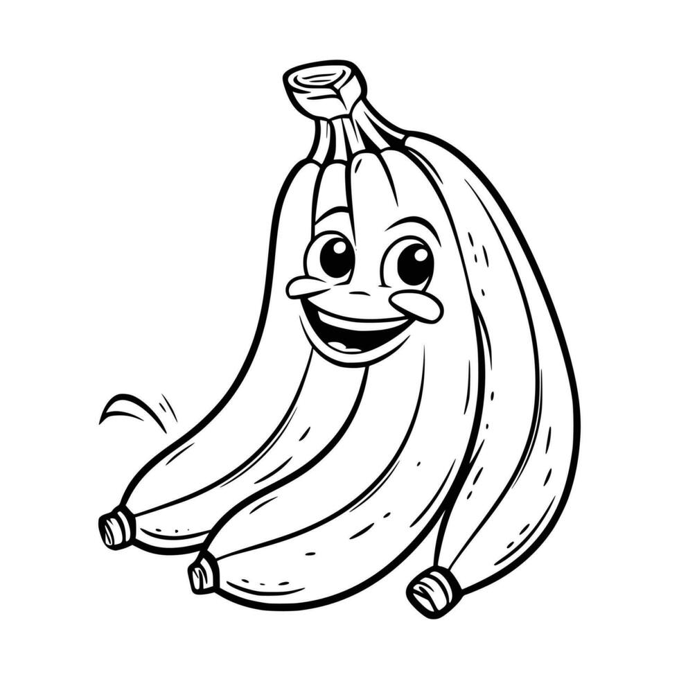 Banana Coloring Page For Kids vector