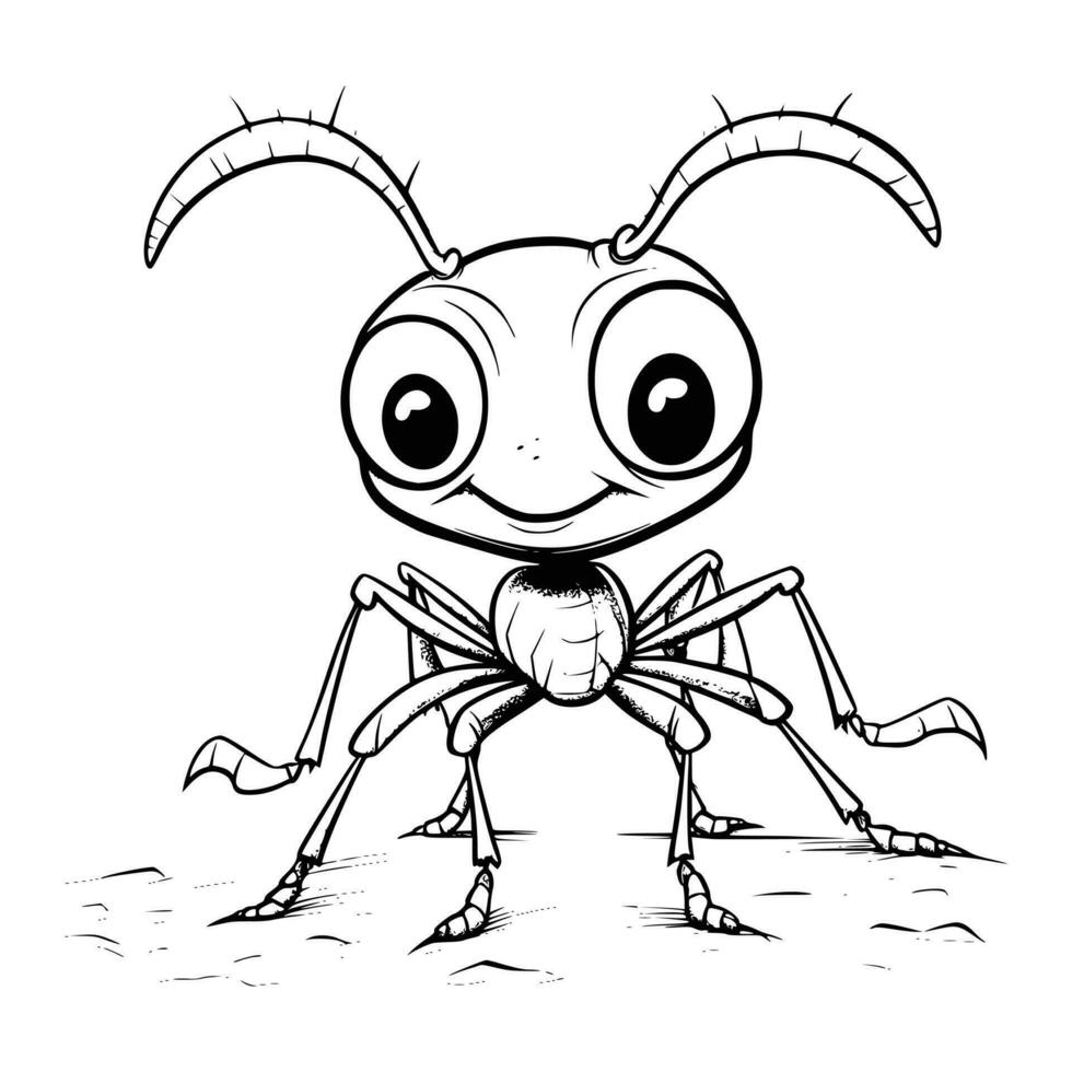 Ant Coloring Page Drawing For Kids vector