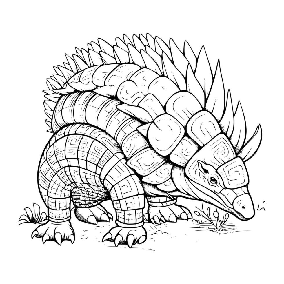 Armadillo Coloring Page For Kids vector