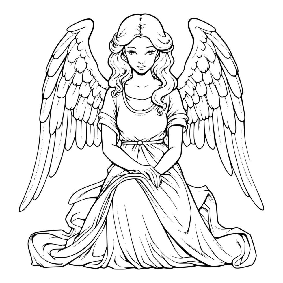 ángel colorante paginas para niños vector