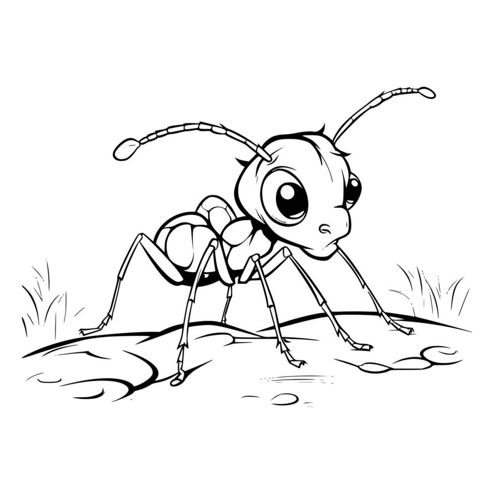 Ant Coloring Page Drawing For Kids vector