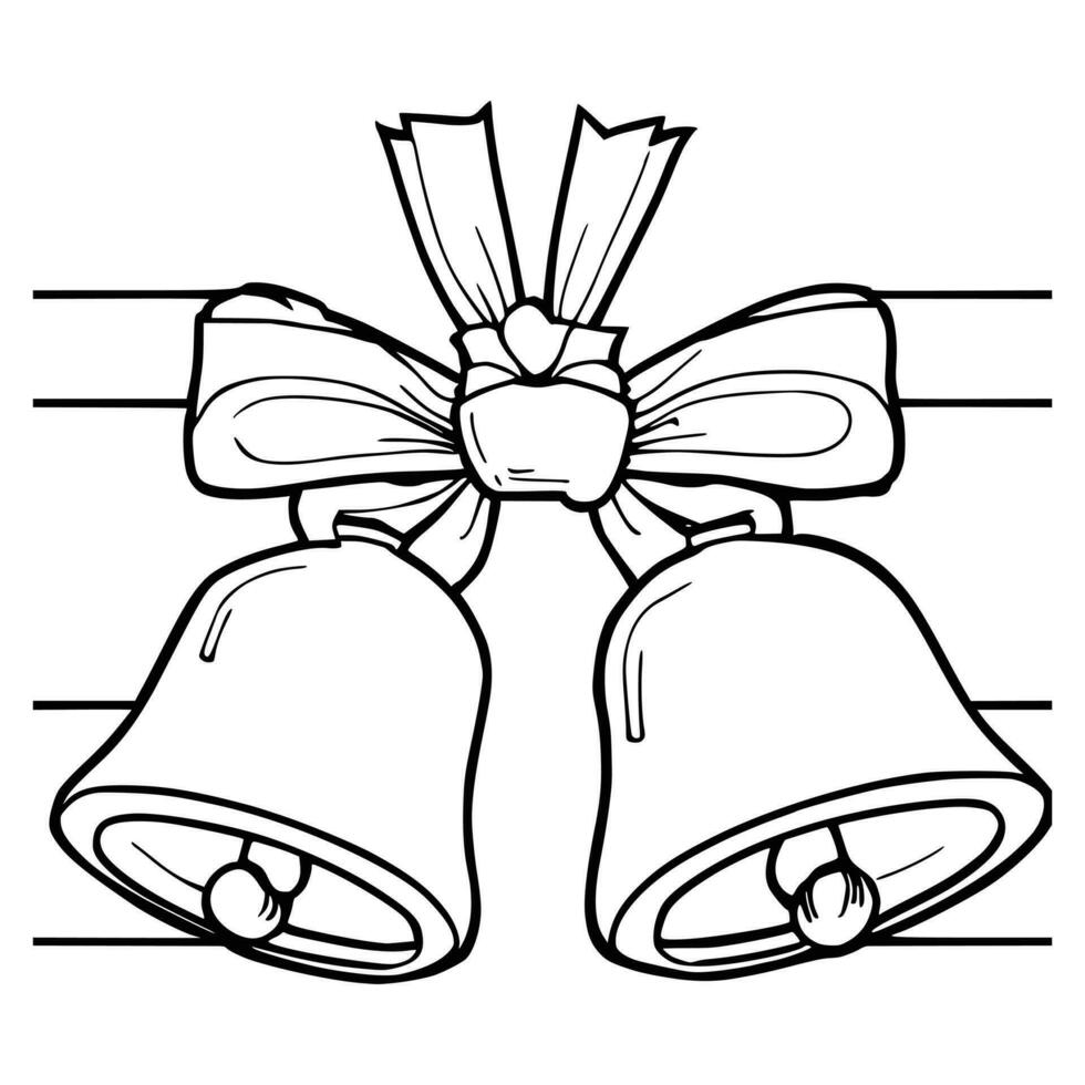 Bells with Ribbon Coloring Pages Drawing For Kids vector