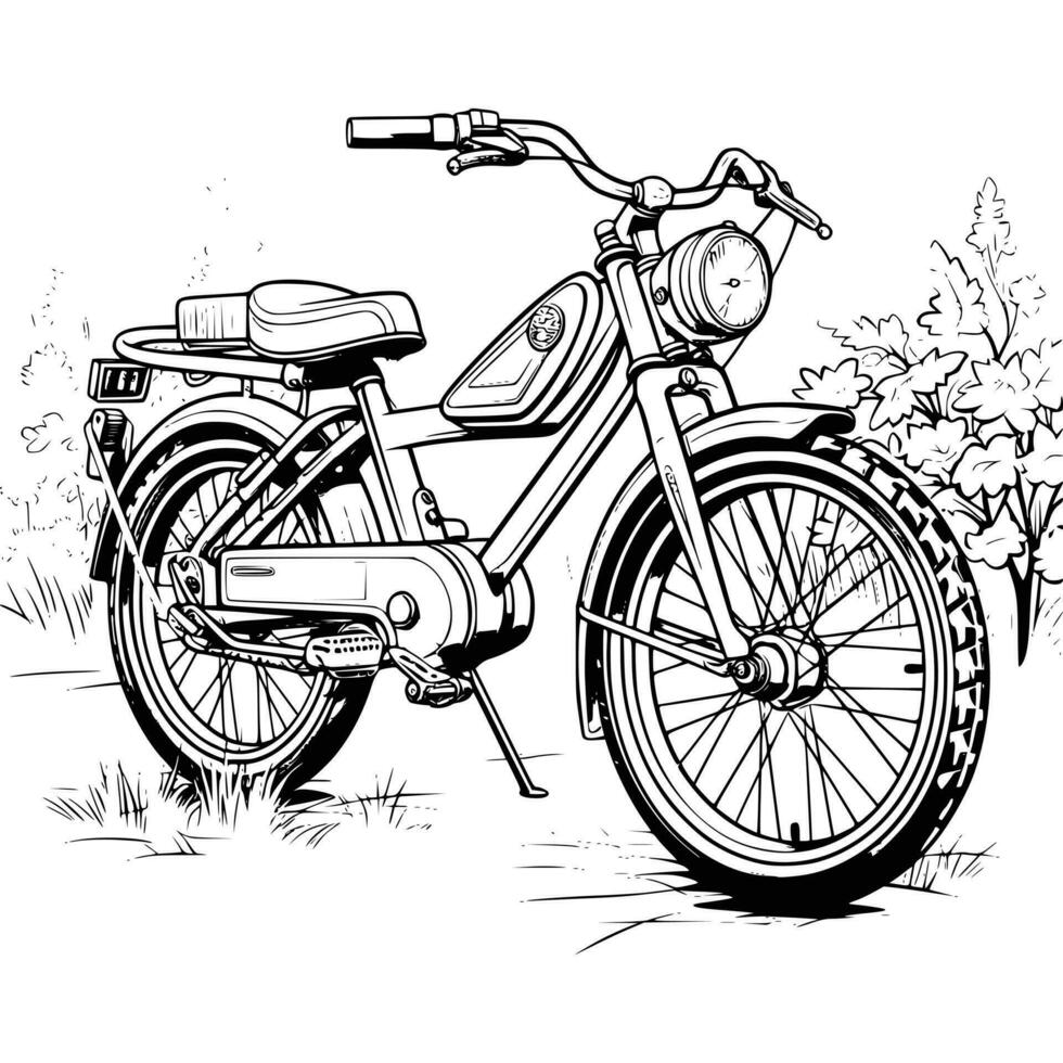 bicicletas colorante página dibujo para niños vector