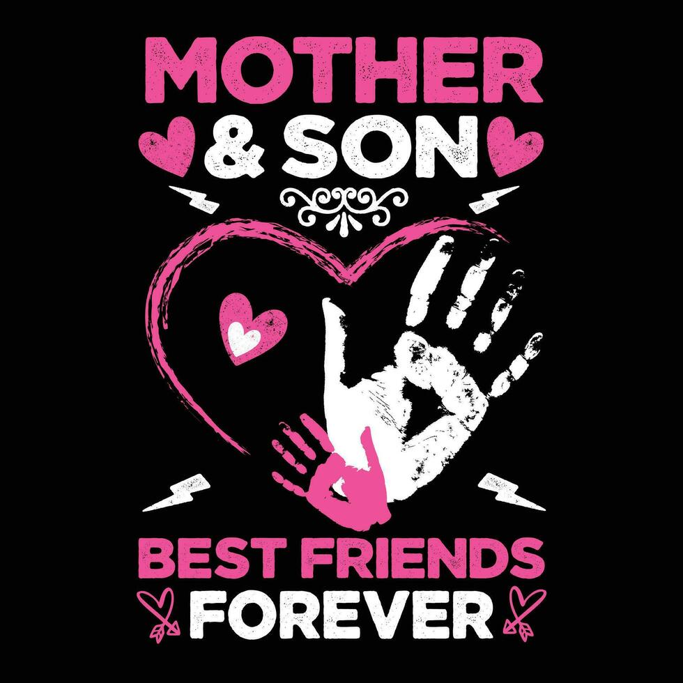 Mother and son best friends forever shirt print template vector