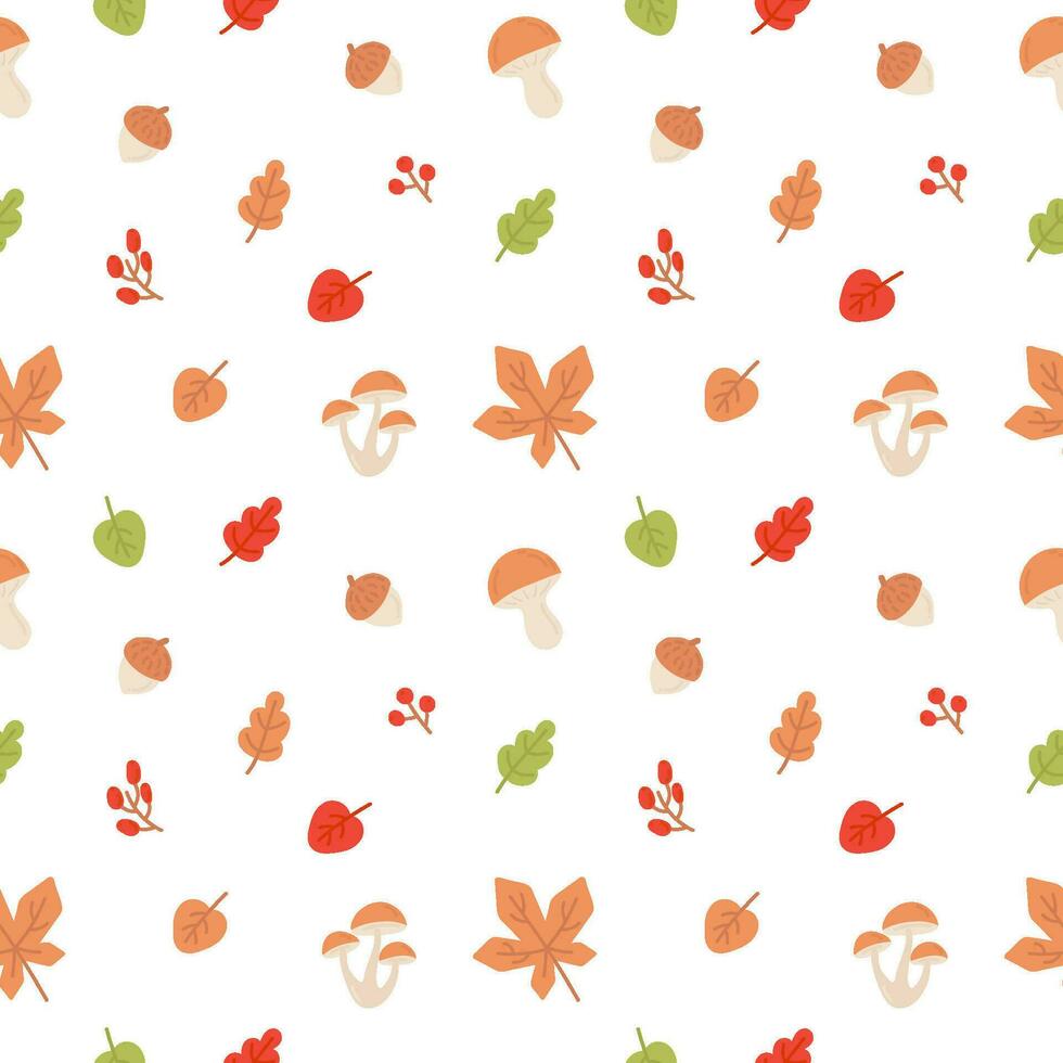 Autumn seamless pattern leafs and Mushrooms vector