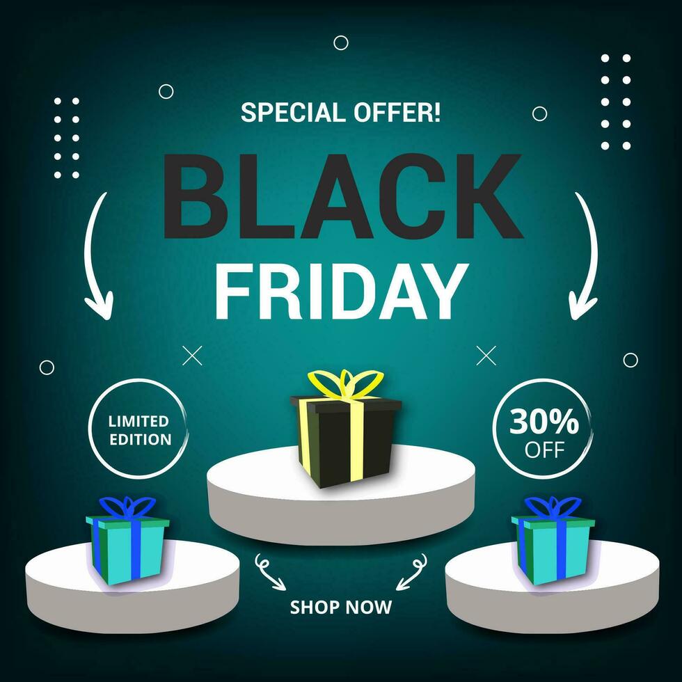 Black Friday 3d promotion sale ads banner and social media post design vector