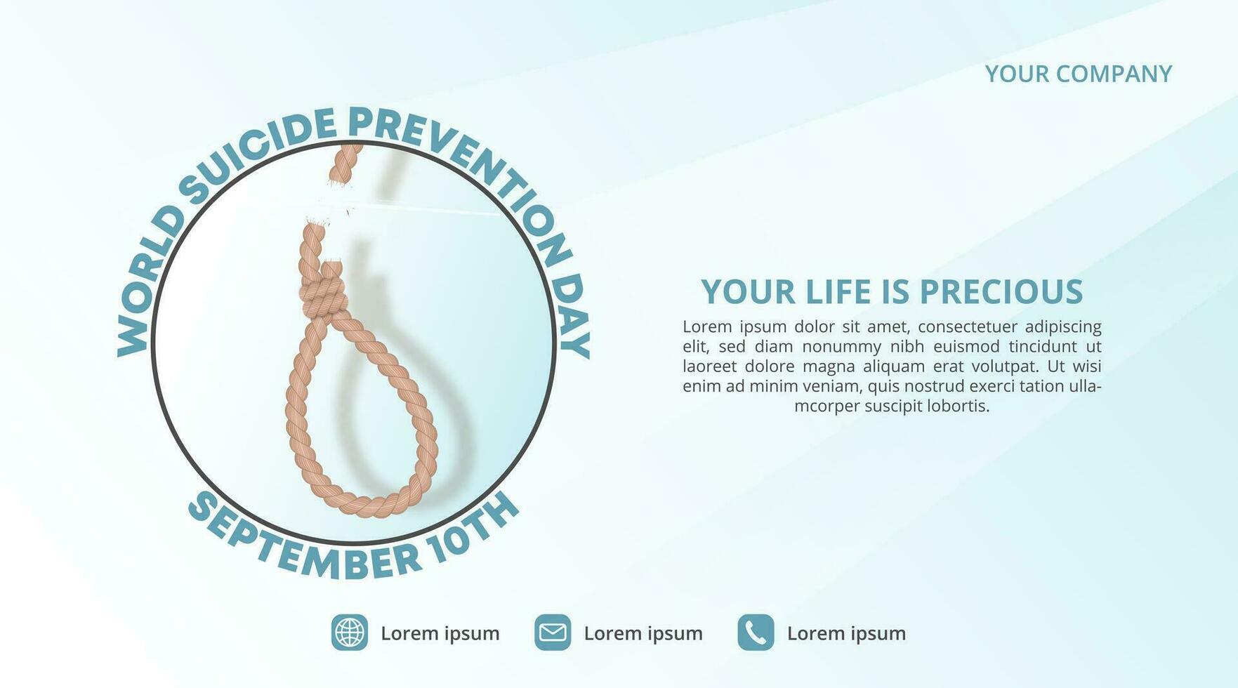 mundo suicidio prevención día antecedentes con un cortar cuerda y ligero vector