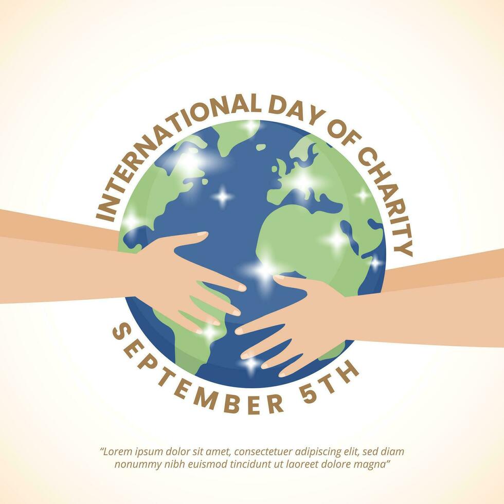 Square International Charity Day background with an illustration of giving charity vector