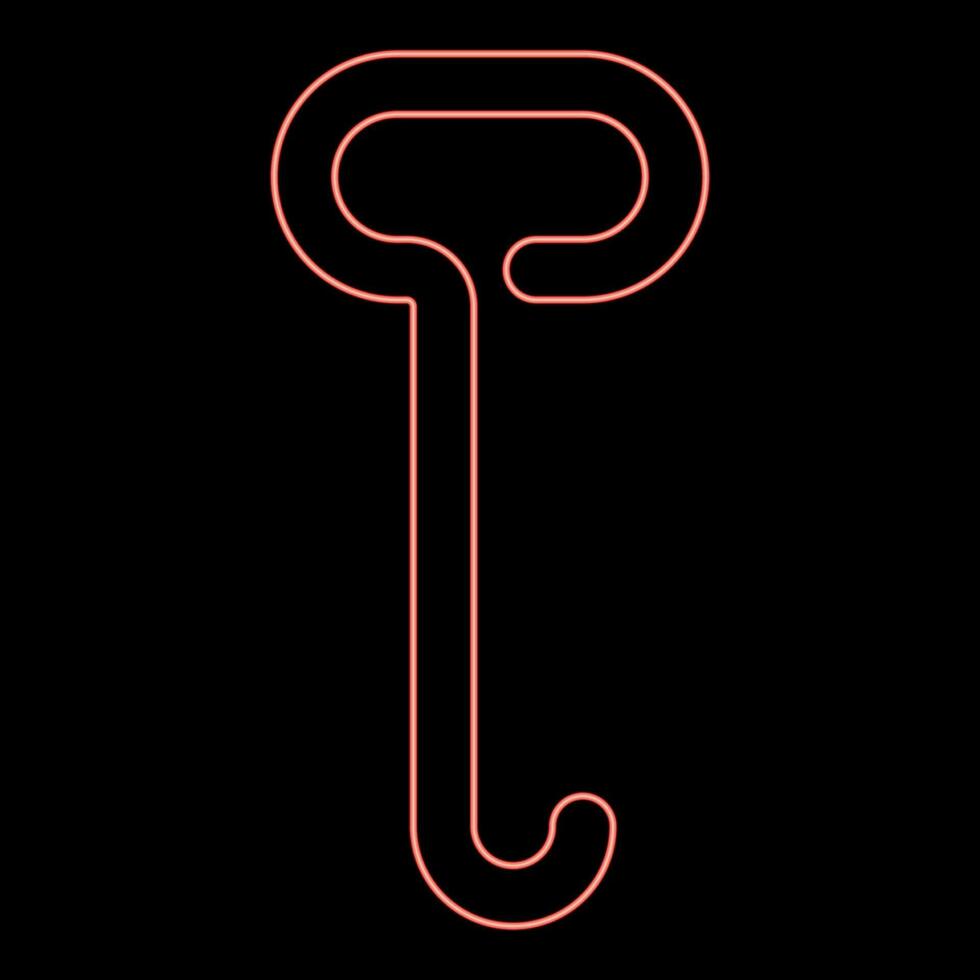 Neon metal fire poker for coals hook for freight load cargo opening hatches hand transport pull box crate with wood concept rabble red color vector illustration image flat style