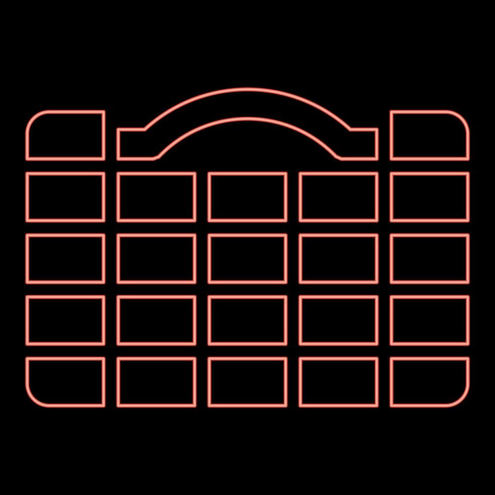 Neon organizer case for tools toolbox instruments toolkit box set industrial cells hardware container red color vector illustration image flat style