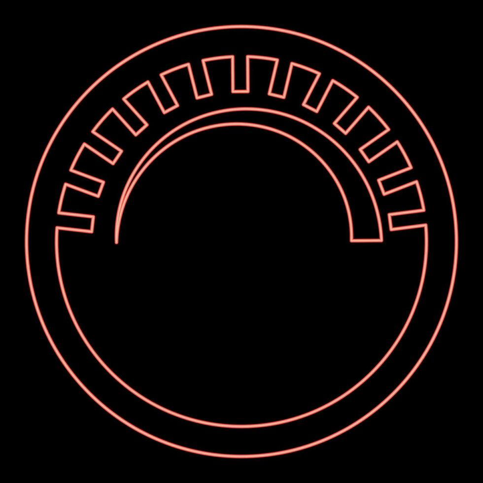 Neon knob regulation handle variation value regulating sign regulate level concept tuning button red color vector illustration image flat style