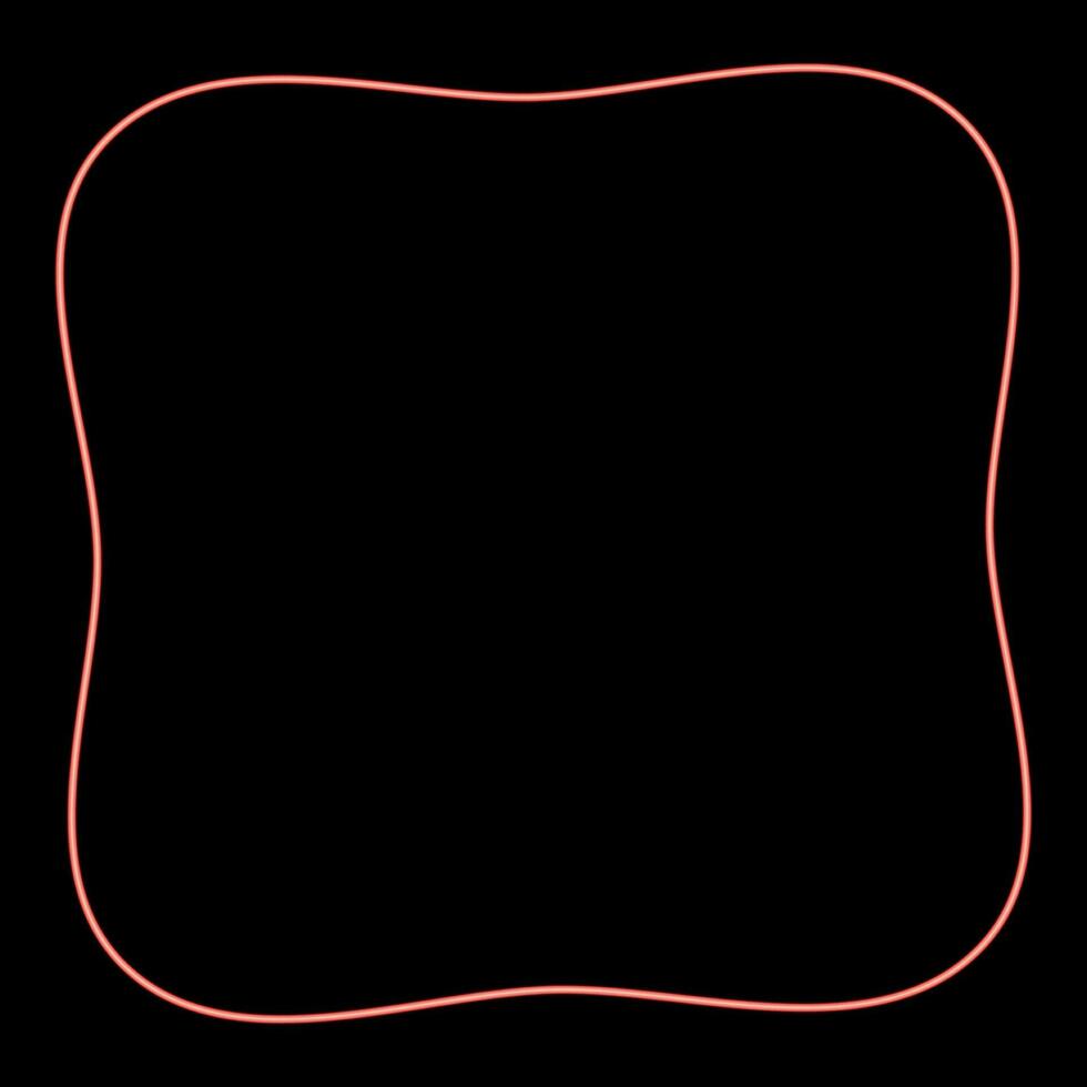 Neon square have rounded corners rectangle shape red color vector illustration image flat style