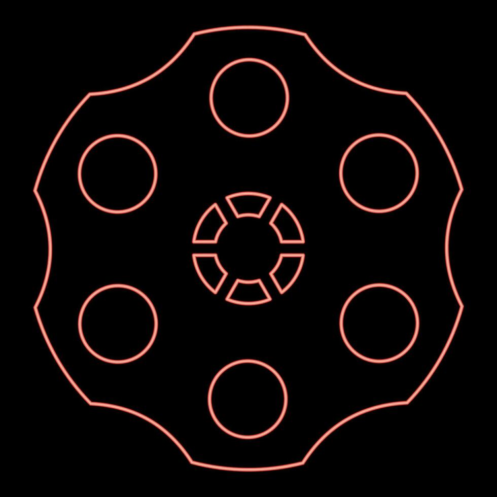 Neon the drum of the revolver red color vector illustration image flat style