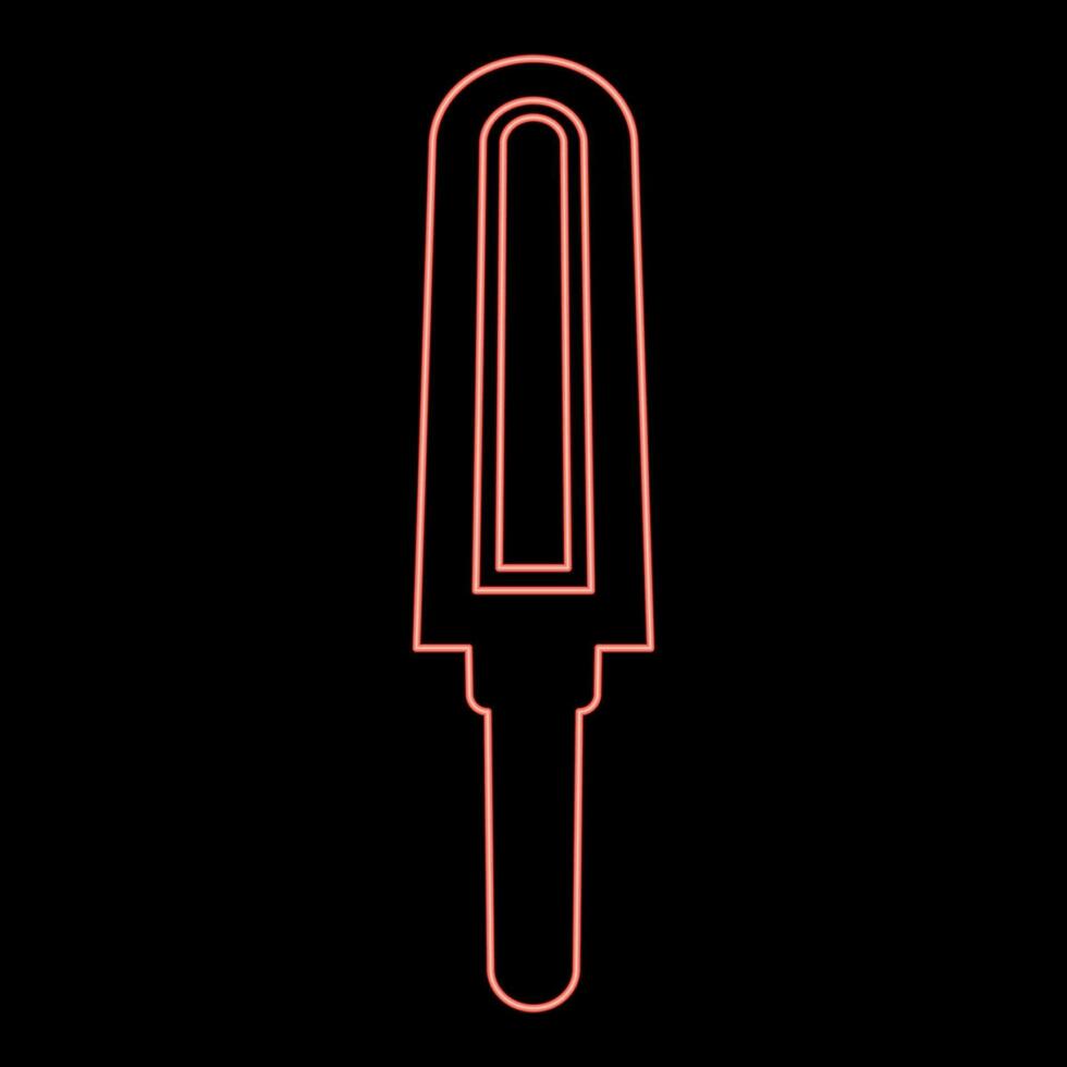 Neon hand metal detector held personal airport security concept scanner red color vector illustration image flat style