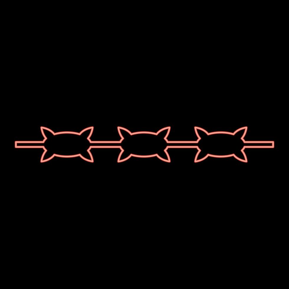 Neon barbed wire prison concept red color vector illustration image flat style