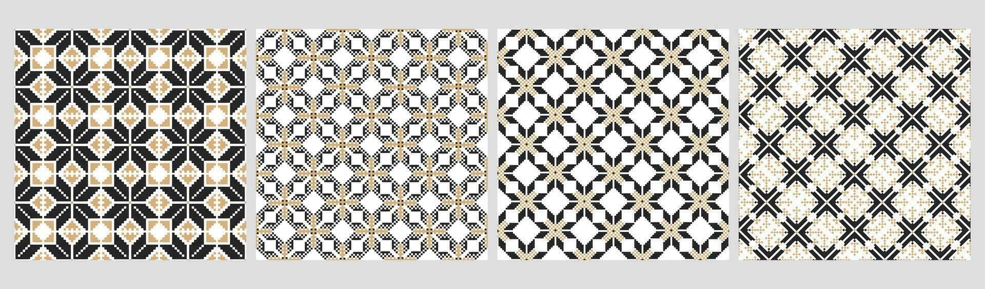 conjunto de étnico sin costura patrones. geométrico resumen bicolor patrones étnico motivos imprimir, textil, fondo, vector