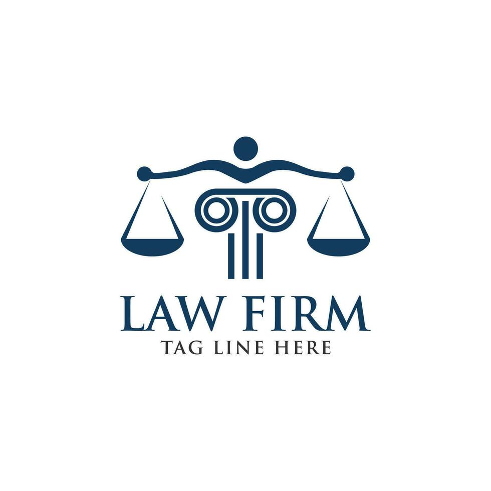 justice, pillar, scale, law firm logo design template vector