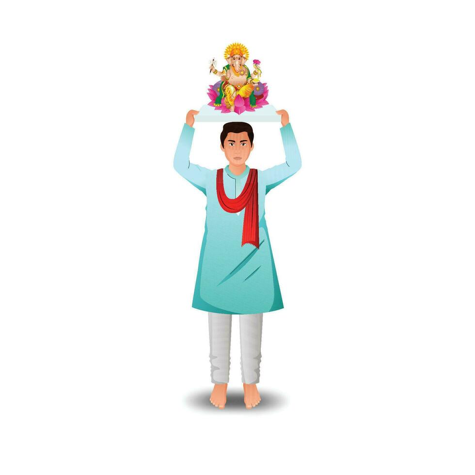 Vector illustration for ganesh chaturthi and ganesh visarjan