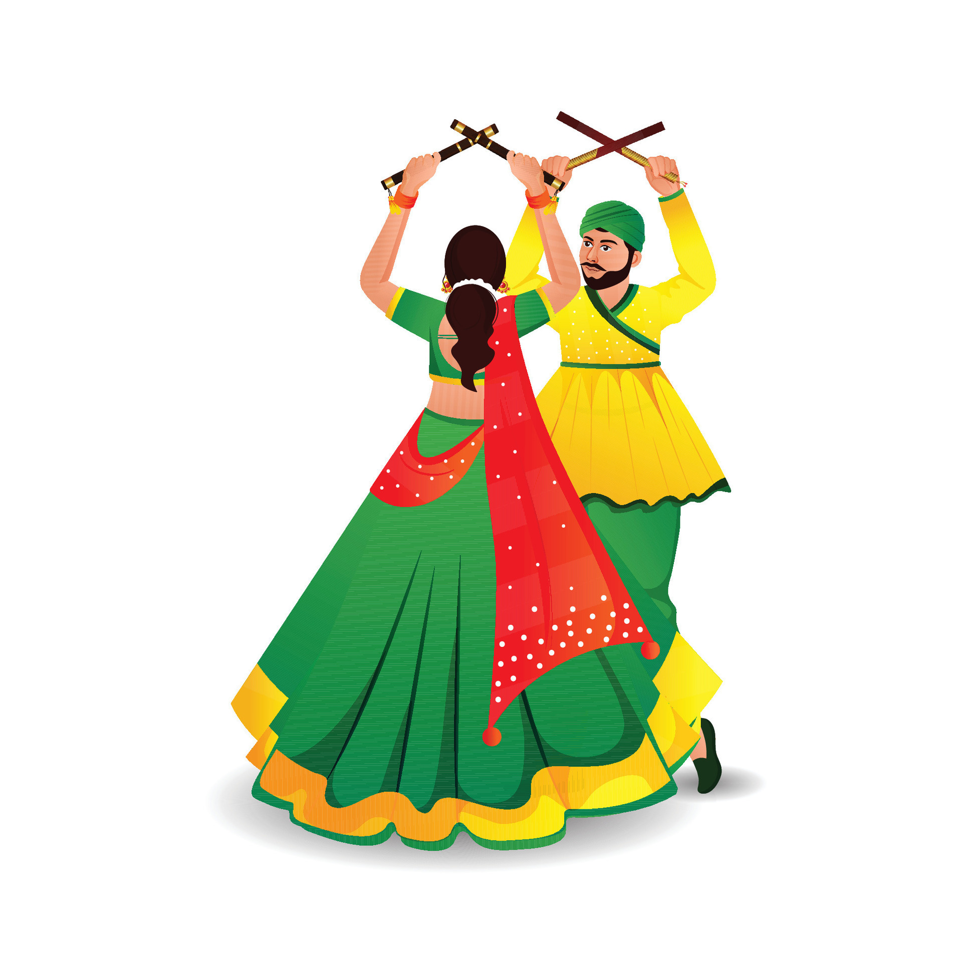 Dandiya night dancing vector illustration for happy navratri 27498352