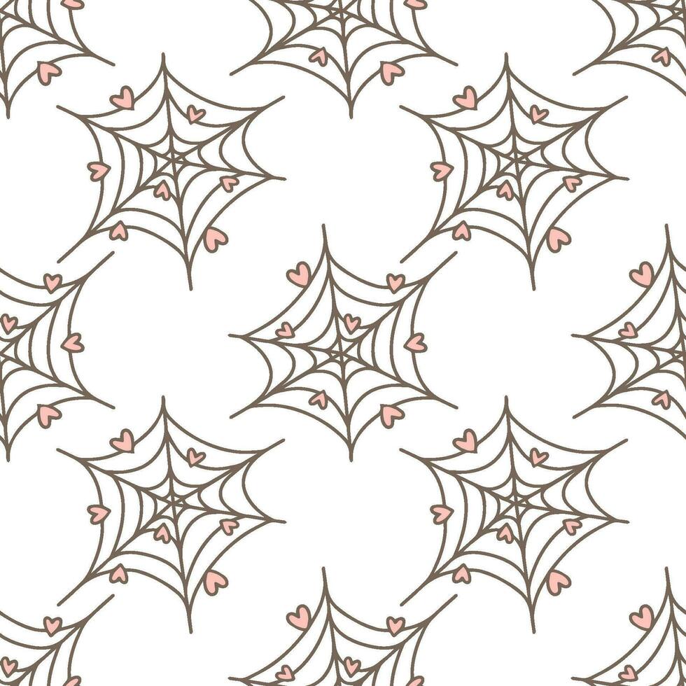 pattern spider web with heart Halloween vector