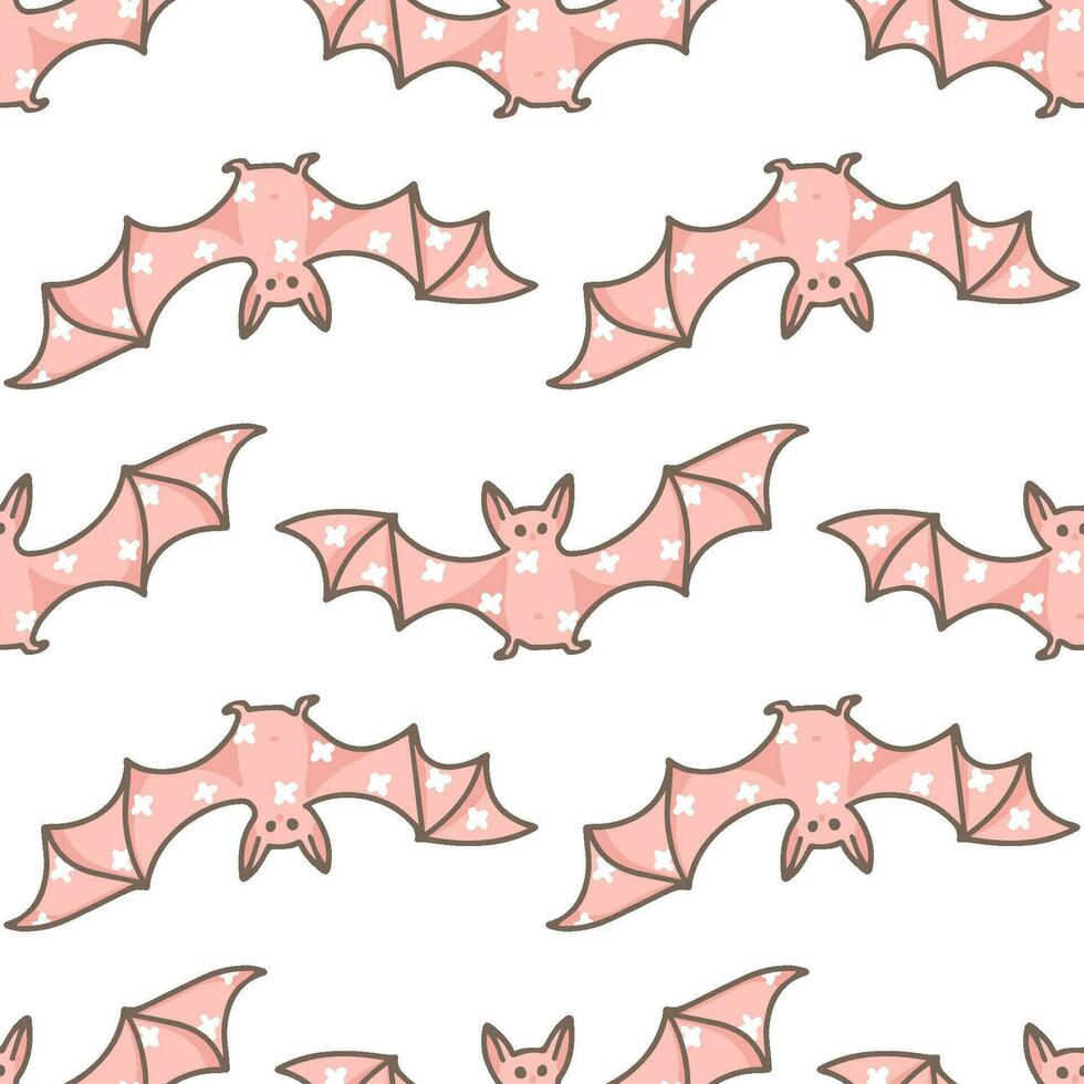 Halloween seamless pattern with pink bats vector