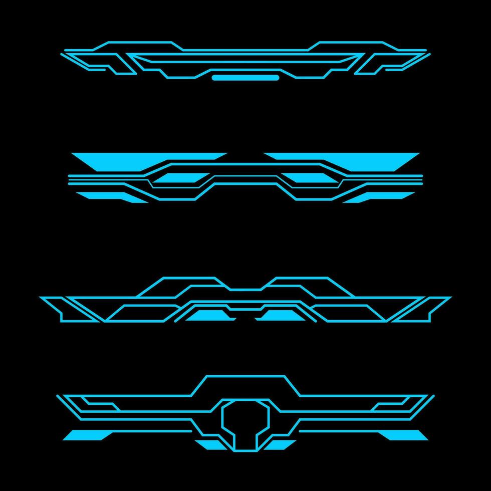 vector set of futuristic technology interface elements frame