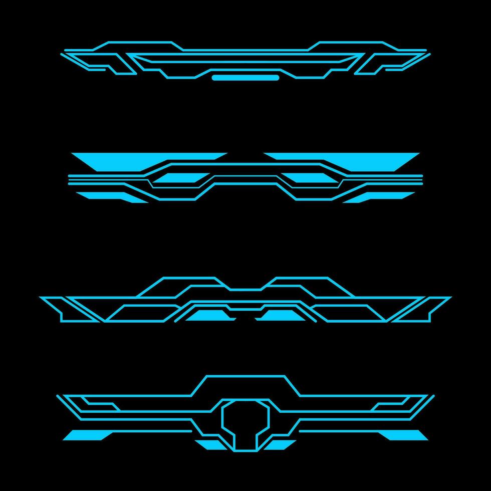 vector set of futuristic technology interface elements frame