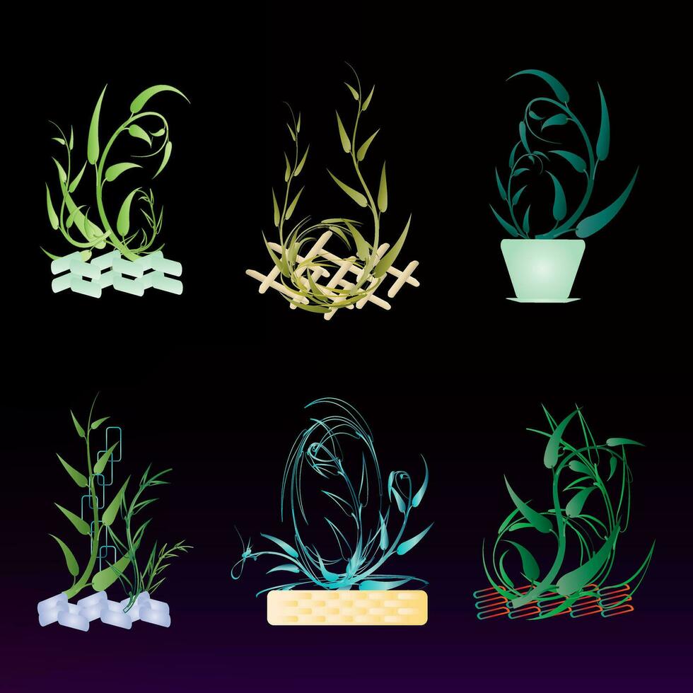 colección de estético botánico oriental flor planta resumen antecedentes Arte gráfico diseño vector ilustración