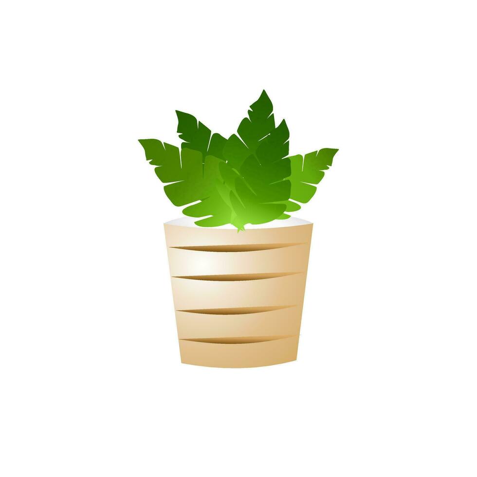 The illustration of plant is planting in pot for icon eco plant in door plant concept vector