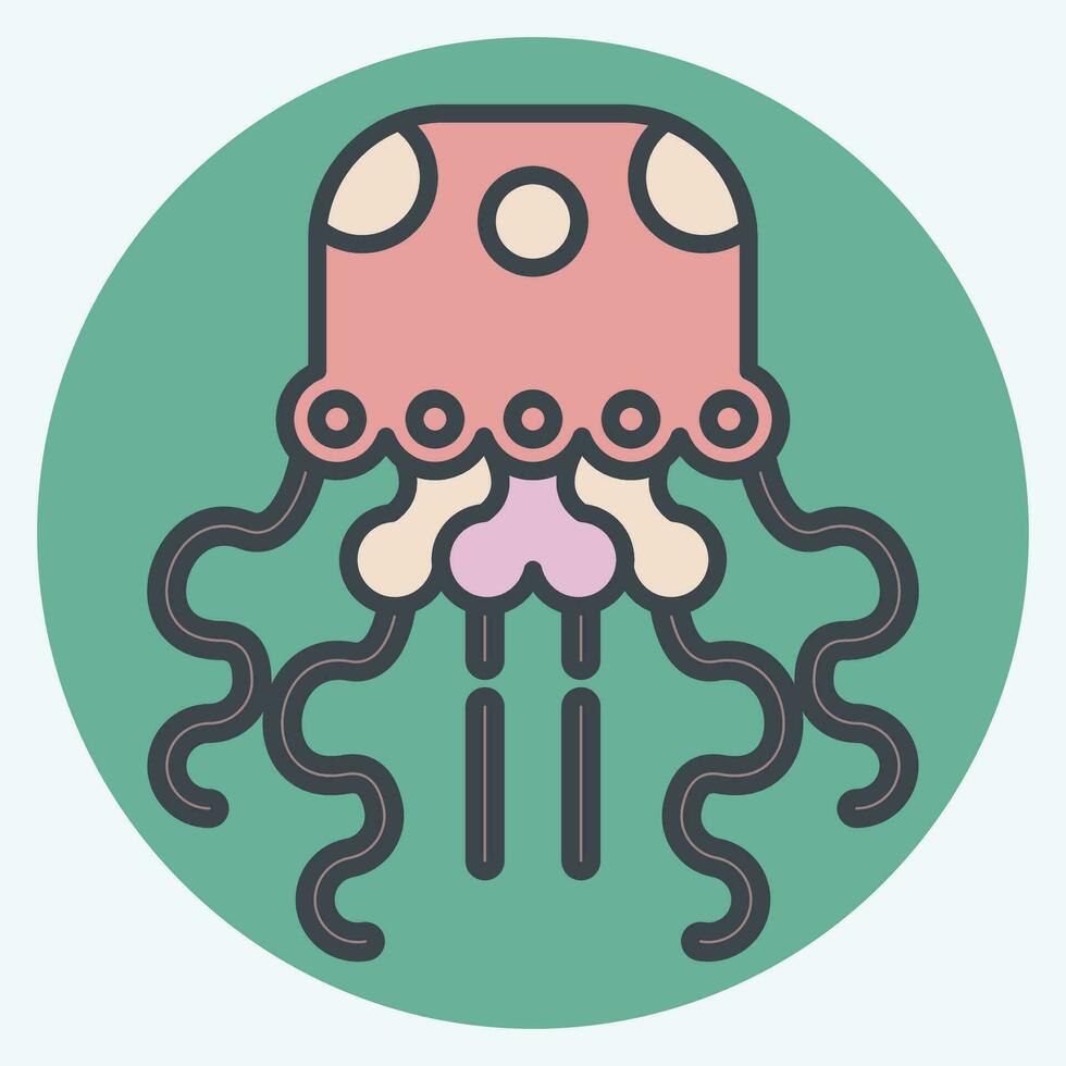 Icon Jellyfish. related to Alaska symbol. color mate style. simple design editable. simple illustration vector