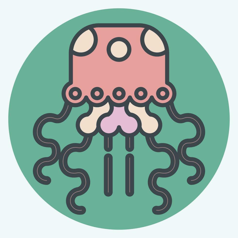 Icon Jellyfish. related to Alaska symbol. color mate style. simple design editable. simple illustration vector