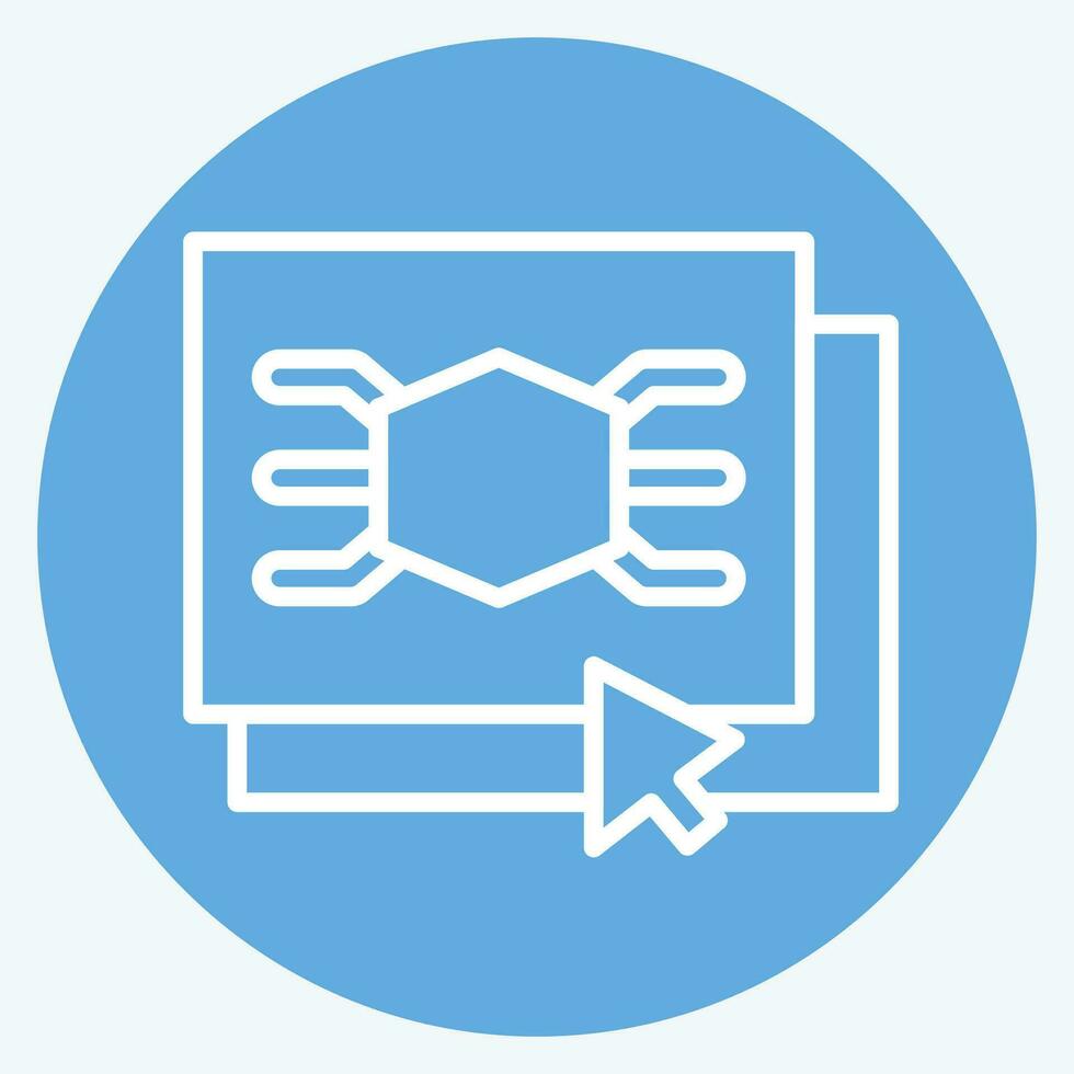Icon Software. related to 3D Visualization symbol. blue eyes style. simple design editable. simple illustration vector