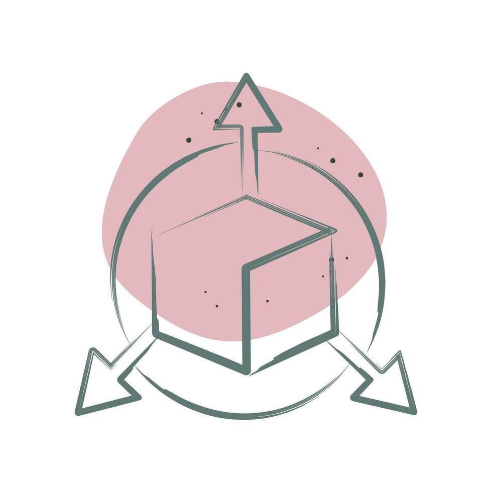 Icon Three Dimensional Object. related to 3D Visualization symbol. Color Spot Style. simple design editable. simple illustration vector