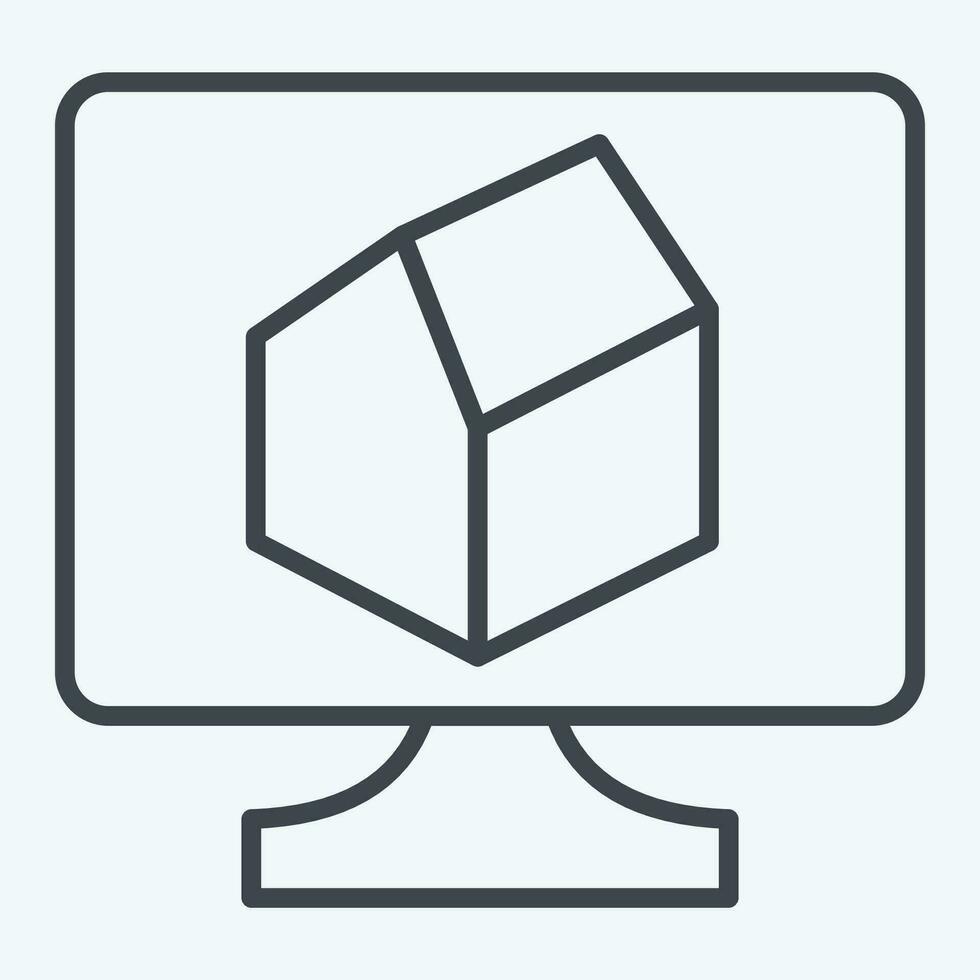 Icon 3D Rendering. related to 3D Visualization symbol. line style. simple design editable. simple illustration vector