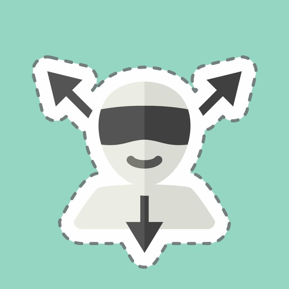 Sticker line cut Virtual Reality. related to 3D Visualization symbol. simple design editable. simple illustration vector