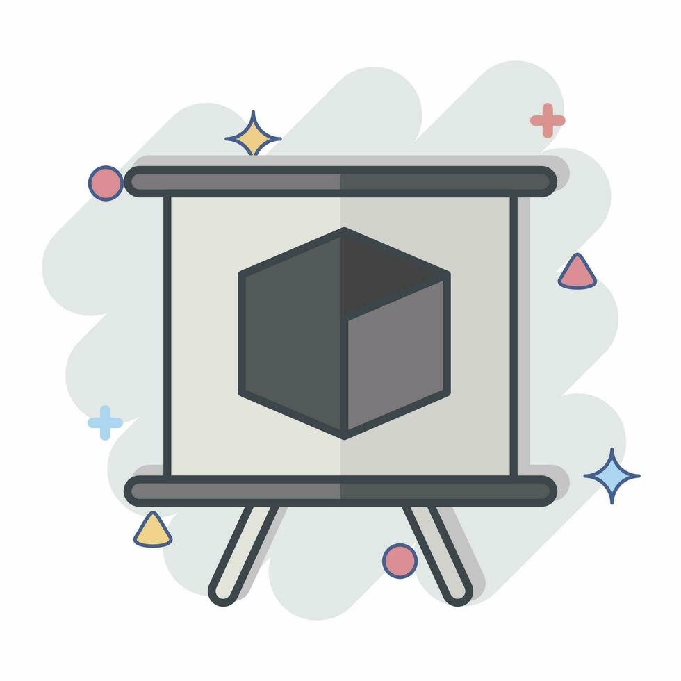 Icon 3D Presentation. related to 3D Visualization symbol. comic style. simple design editable. simple illustration vector