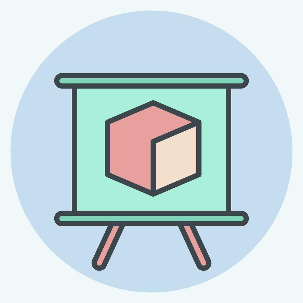 Icon 3D Presentation. related to 3D Visualization symbol. color mate style. simple design editable. simple illustration vector