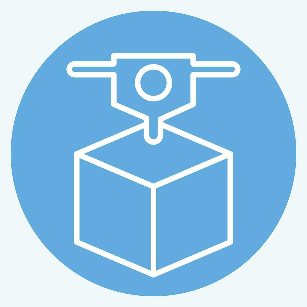 Icon 3D Printing. related to 3D Visualization symbol. blue eyes style. simple design editable. simple illustration vector
