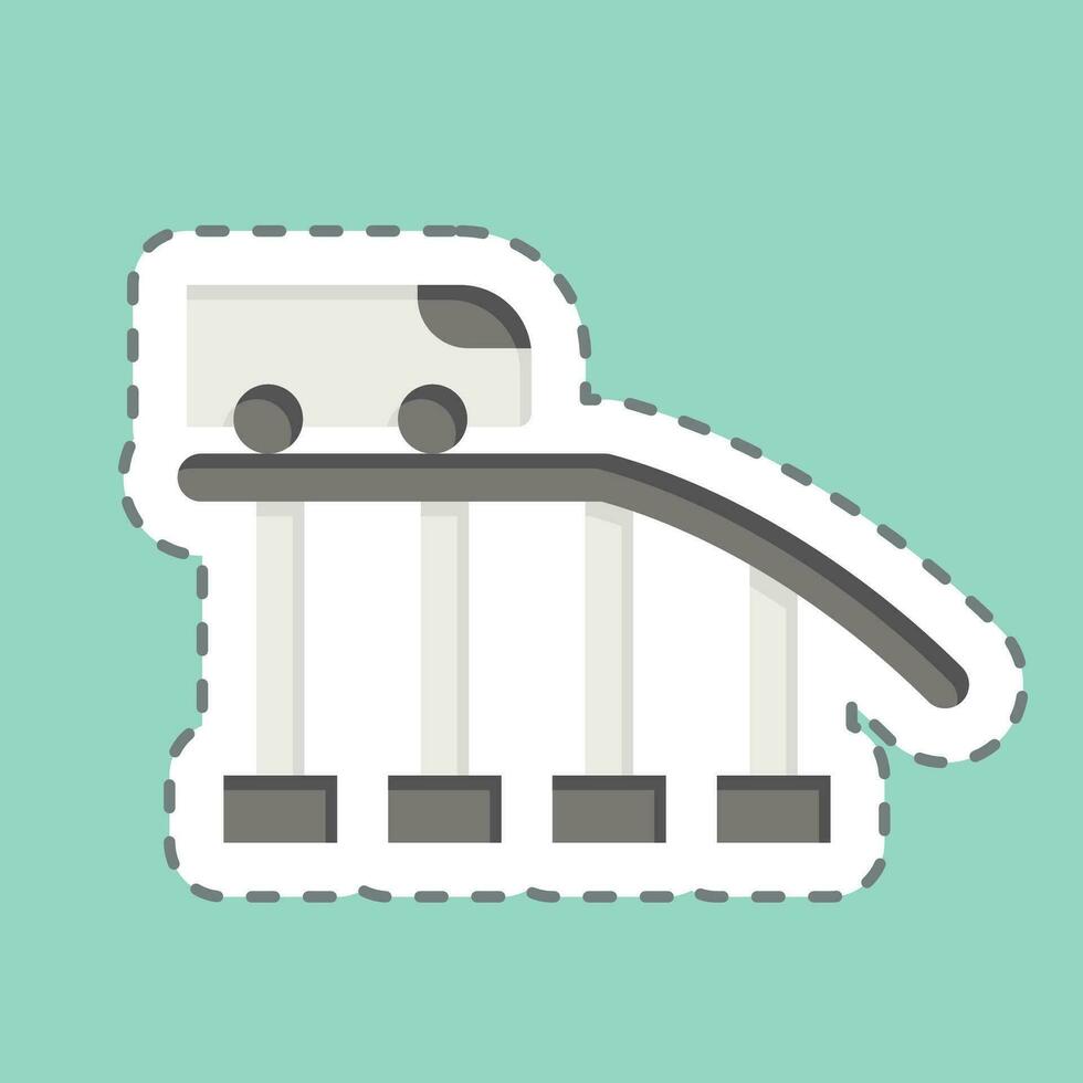 Sticker line cut Roller Coaster. related to Amusement Park symbol. glyph style. simple design editable. simple illustration vector