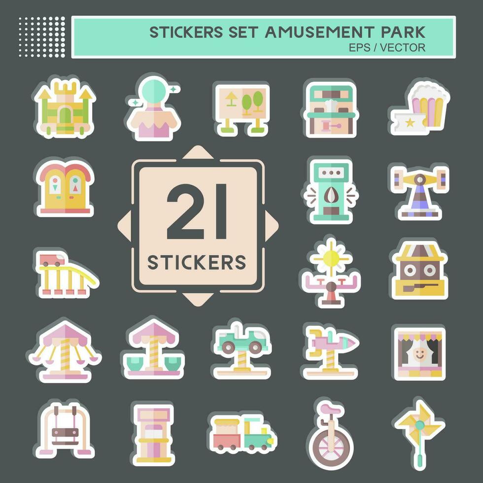 Sticker Set Amusement Park. related to Circus symbol. glyph style. simple design editable. simple illustration vector