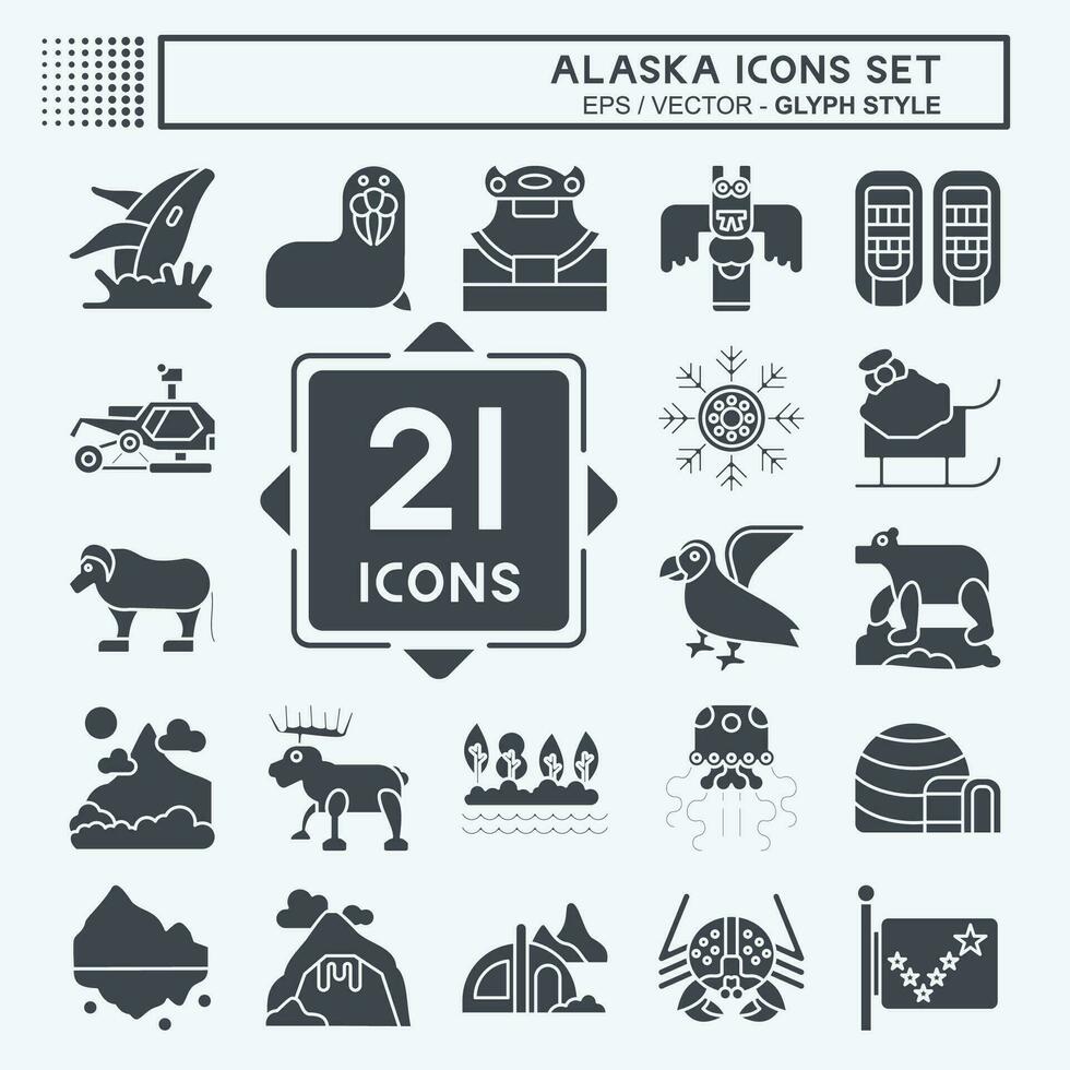 Icon Set Alaska. related to Education symbol. glyph style. simple design editable. simple illustration vector