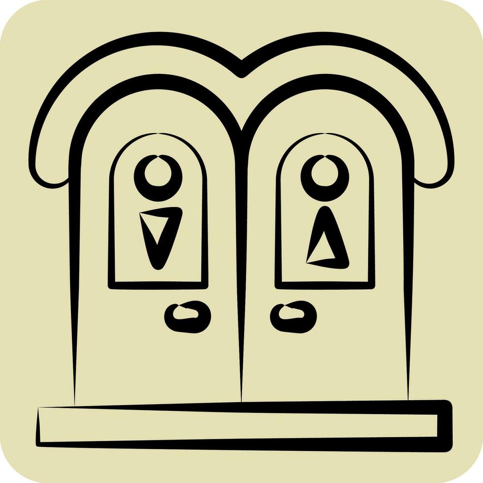 Icon Public Toilet. related to Amusement Park symbol. hand drawn style. simple design editable. simple illustration vector