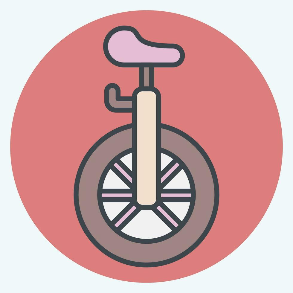 Icon Unicycle. related to Amusement Park symbol. color mate style. simple design editable. simple illustration vector