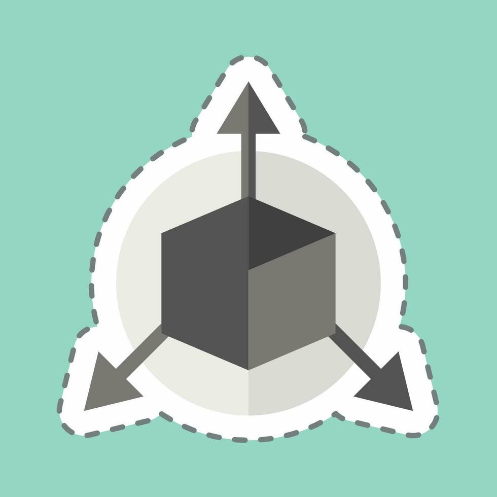 Sticker line cut Three Dimensional Object. related to 3D Visualization symbol. simple design editable. simple illustration vector
