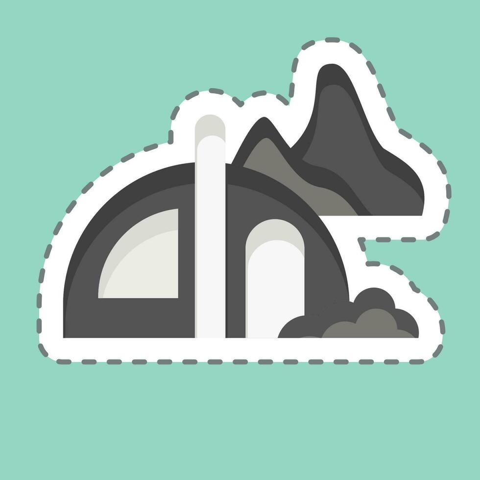 Sticker line cut Camping. related to Alaska symbol. simple design editable. simple illustration vector