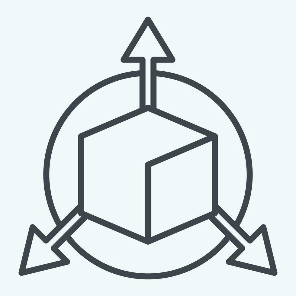 Icon Three Dimensional Object. related to 3D Visualization symbol. line style. simple design editable. simple illustration vector