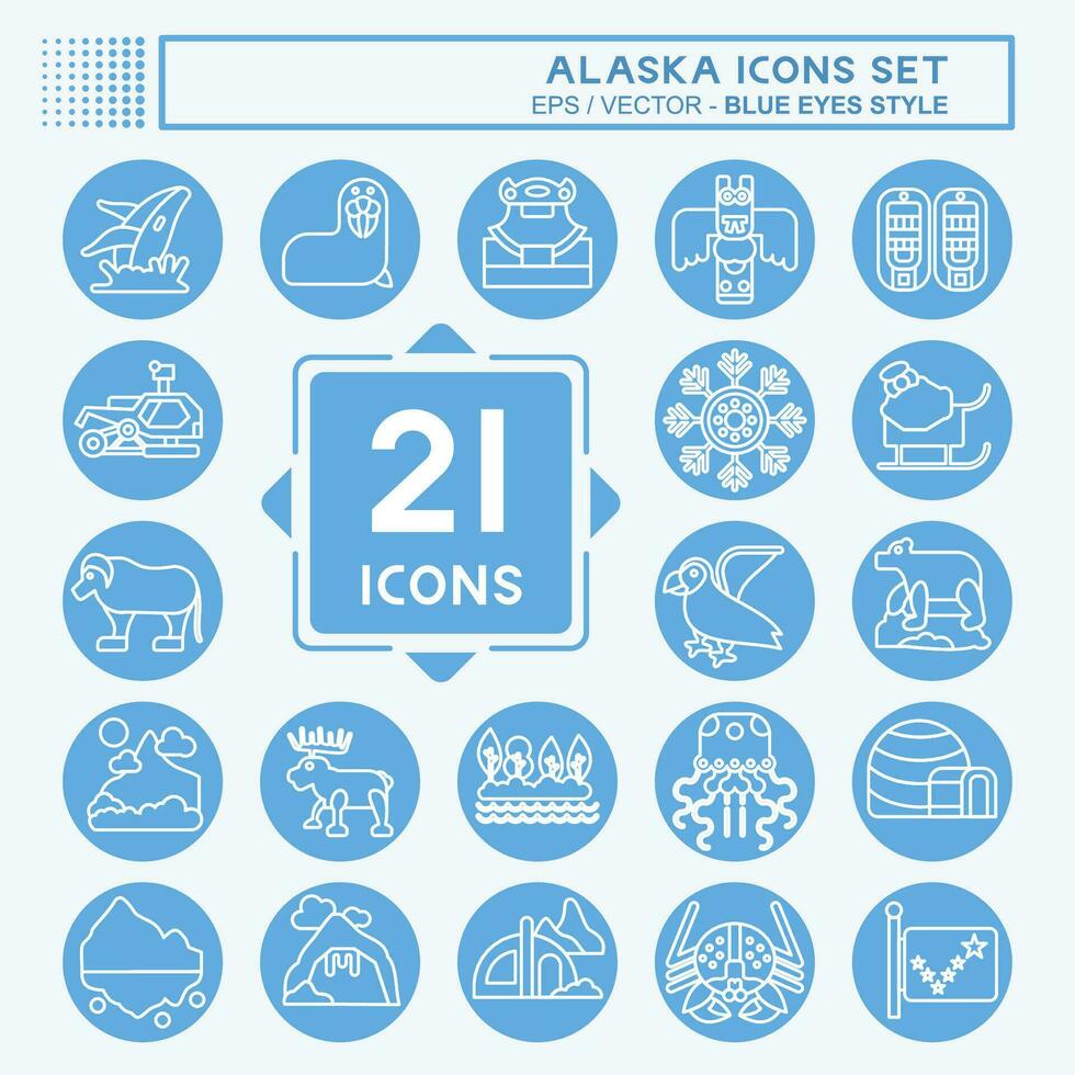 Icon Set Alaska. related to Education symbol. blue eyes style. simple design editable. simple illustration vector