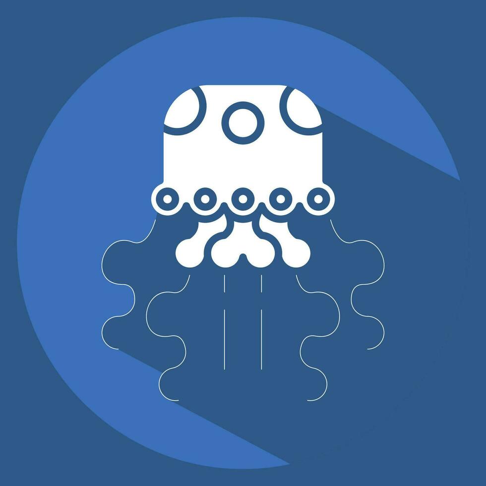 Icon Jellyfish. related to Alaska symbol. long shadow style. simple design editable. simple illustration vector