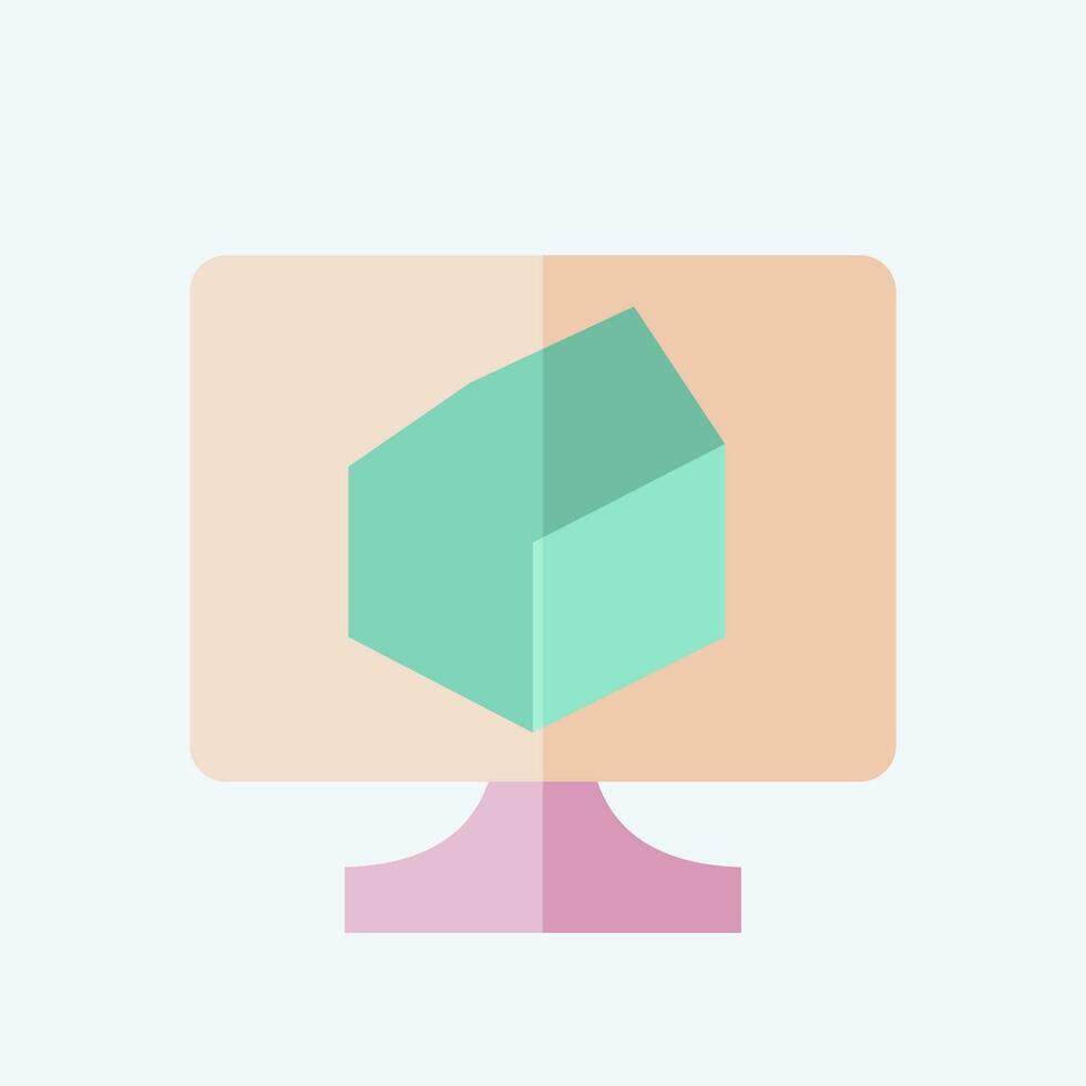 Icon 3D Rendering. related to 3D Visualization symbol. flat style. simple design editable. simple illustration vector