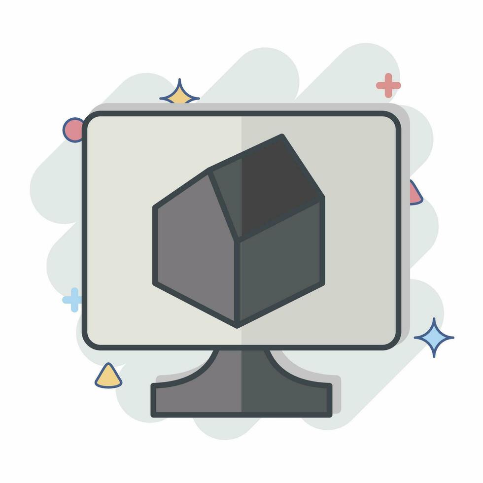Icon 3D Rendering. related to 3D Visualization symbol. comic style. simple design editable. simple illustration vector